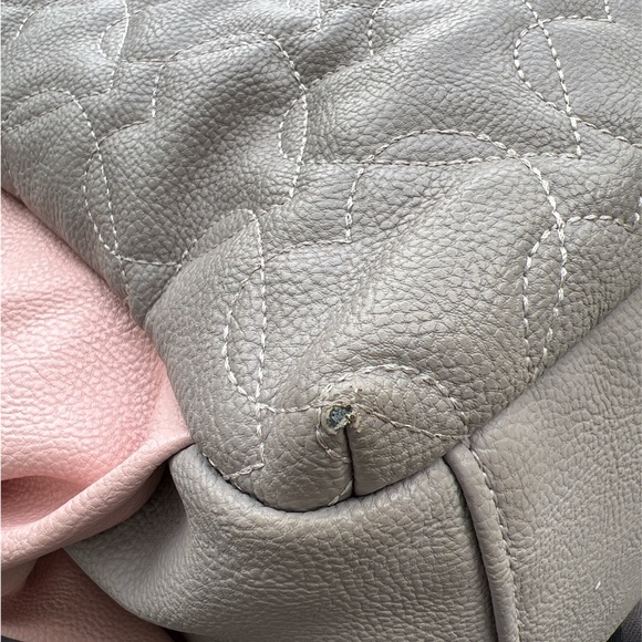 Betsey Johnson Pink and Gray True to Your Heart Quilted Backpack Diaper Bag - Picture 15 of 15